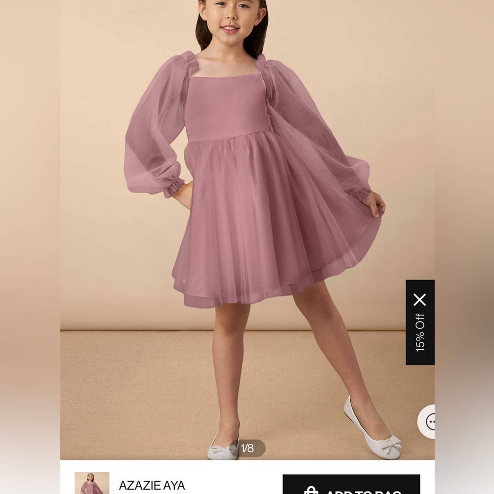 Azazie Girls' Dusty Rose Formal Tulle Dress